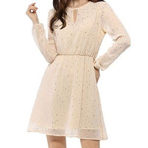 A-line cream mini dress with gold metallic stars